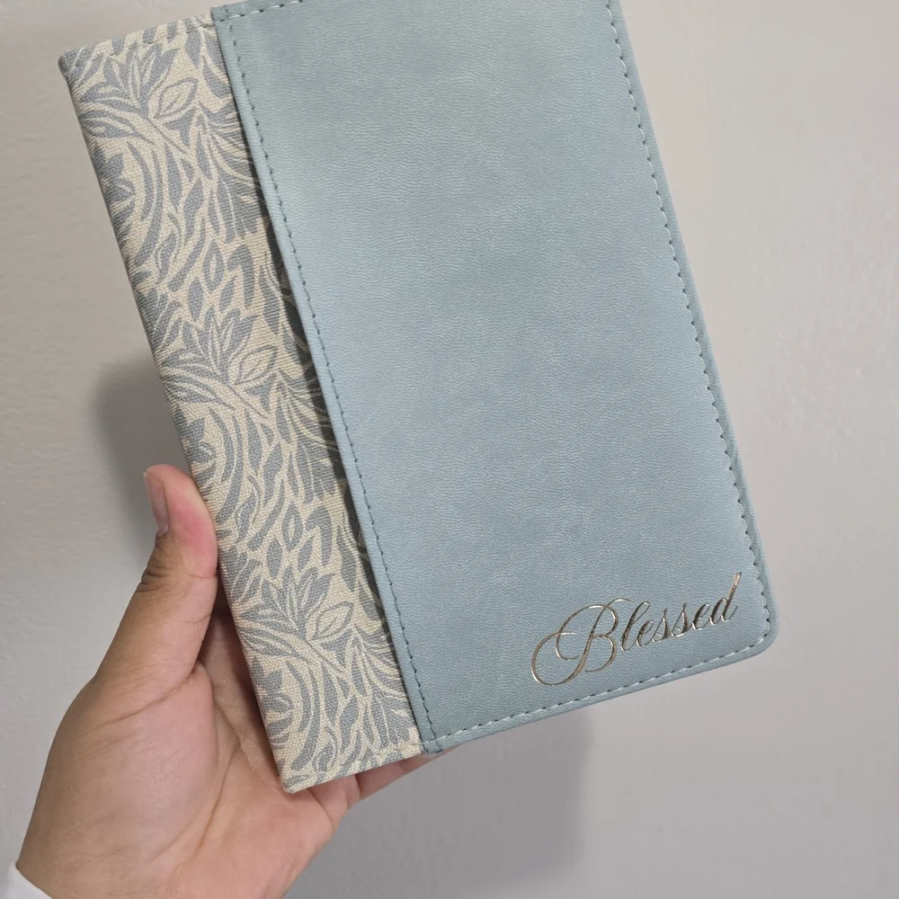 Blessed Script Light Blue Floral Hardcover Journal